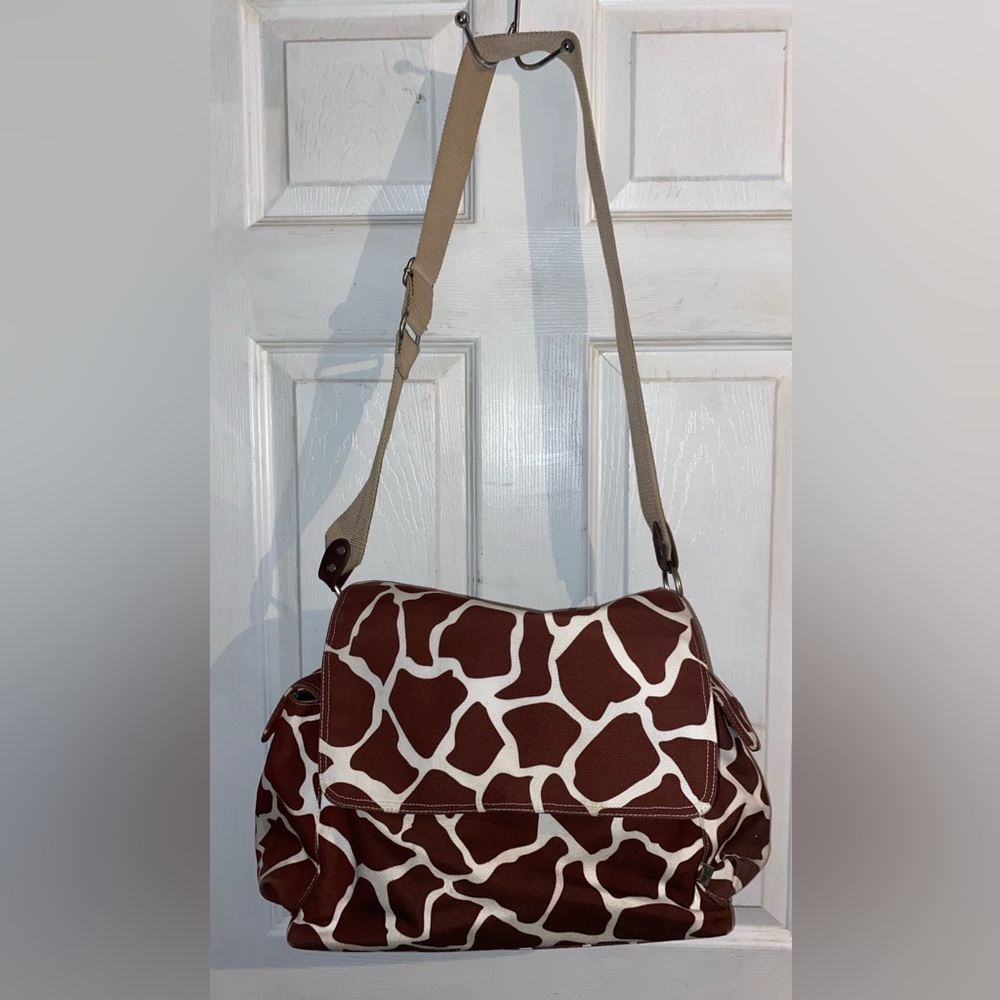 Stylish Brown Giraffe Print Women's Diaper Bag